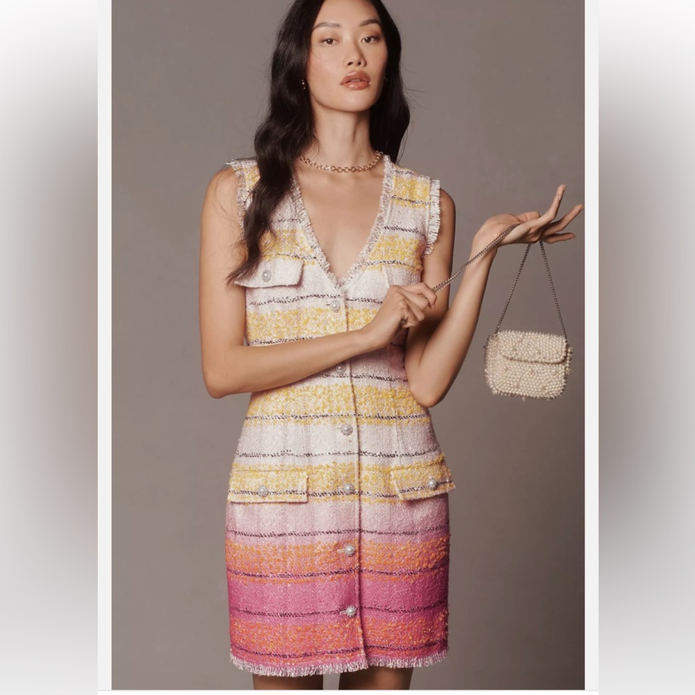 Anthro Maeve Sleeveless Tweed Mini Dress - Picture 2 of 5